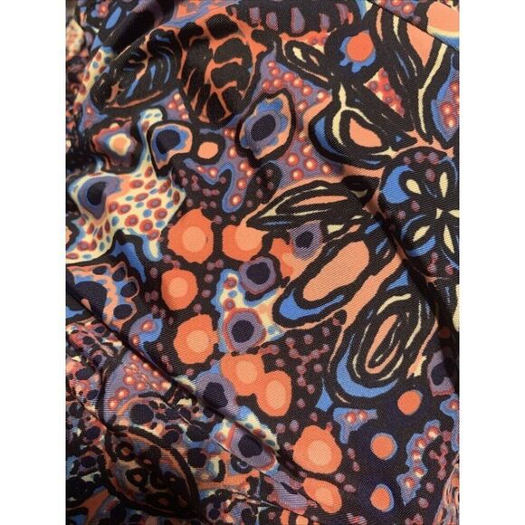 A.L.C. Authentic Retro Black Orange Blue Long Sleeve Ruched Mini Dress Large - Picture 5 of 7